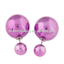 Quente preço baixo Moda jóias bola dupla fancy earring ear stud